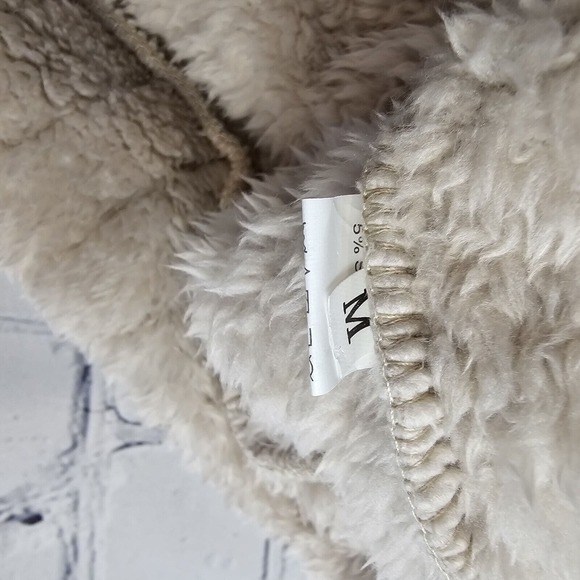 Unbranded Womens Medium Jacket Cream Fuzzy Soft Full Zip Teddy Mock Neck - Picture 6 of 10